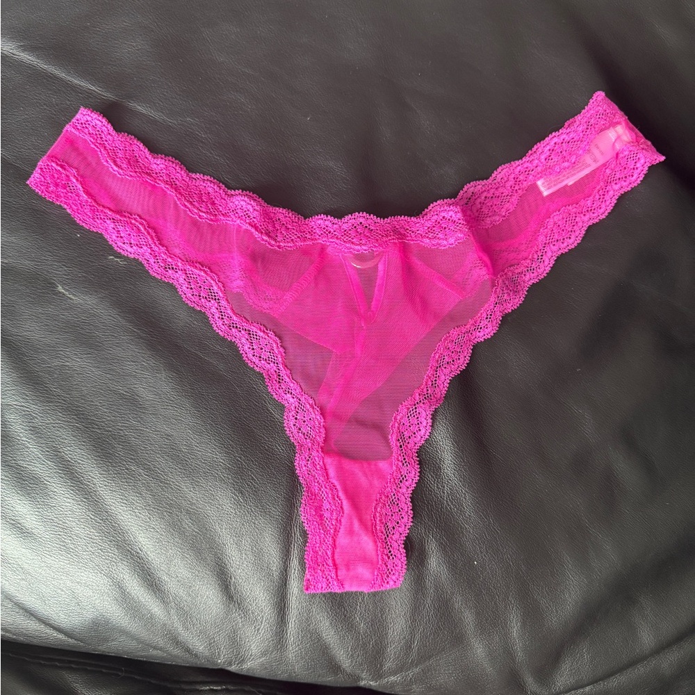fleur du Mal wild Pink sheer tulle Women's Thong small